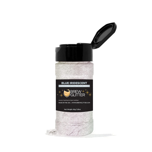 Blue Iridescent BREW GLITTER Edible Glitter For Drinks, Cocktails, Beer, Garnish Glitter & Beverages | 100% Edible & Food Grade | Vegan, Gluten, Nut Free (45g Shaker, Blue Iridescent)