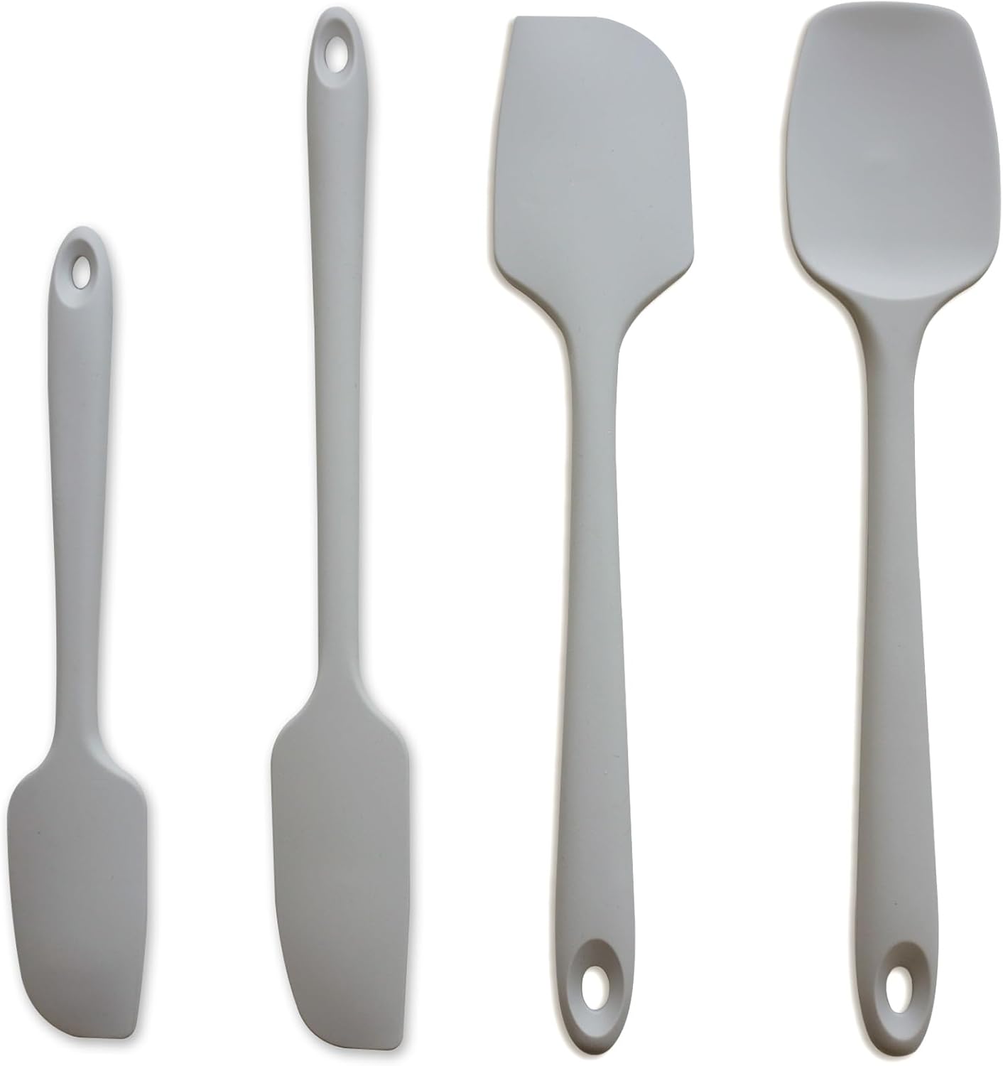 Silicone Spatula, 4-Pack Silicone Set,Heat Resistant for Non Stick,Food Grade Cookware with Stainless Steel for Mixing,Cooking,Baking,Flipping,Spreading,Lifting,Serving,BPA Free,Dishwasher Safe(Gray)