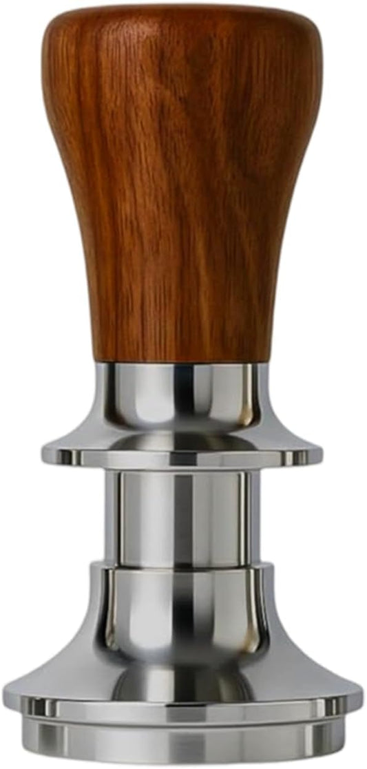 Coffee Espresso Tamper with WDT Tool, Coffee Press with Silicone Mat, 100% Flat Stainless Steel Base Tamper for Espresso Coffee Machine (Brown2, 51mm)