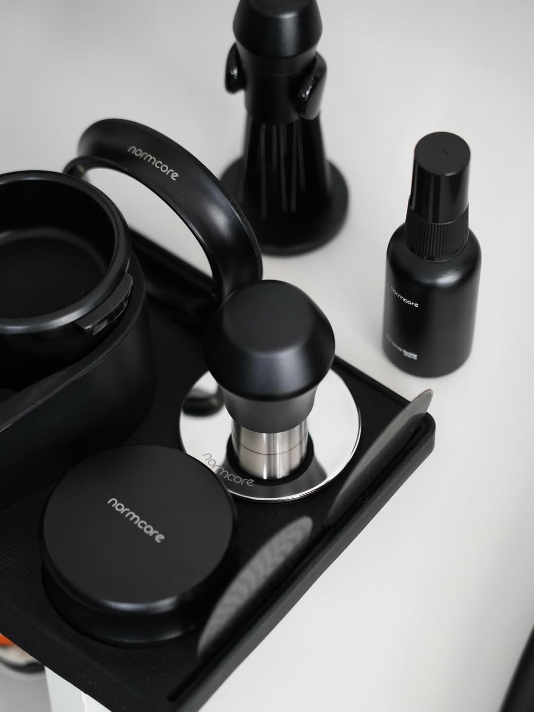 Normcore 51mm Coffee Tamper V4.1 Mini, Spring-Loaded with Click Feedback, Self-Leveling Stainless Steel Flat Baffle, Compatible with 51mm Espresso Machines Portafilter, Black