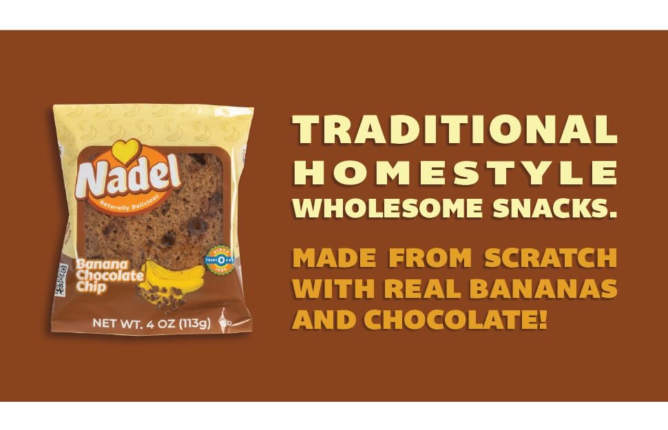 Nadel - Naturally Delicious Sweet Breads Variety Pack (Banana Chocolate Chip, Vanilla Pound Cake, Apple Spice, Pumpkin Spice). (4 Pack, 1 Bread Per Flavor)