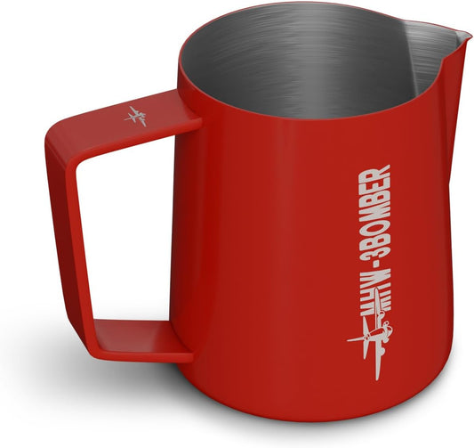 MHW-3BOMBER Milk Frothing Pitcher 16.9oz/500ml Latte Art Pitcher, Espresso Steaming Pitcher with Round Spout, Red P6741R