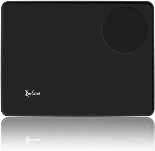 Yolococa Coffee Tamper Mat Food Grade Silicone Rubber Espresso Mat 8 Inch X 6 Inch Black