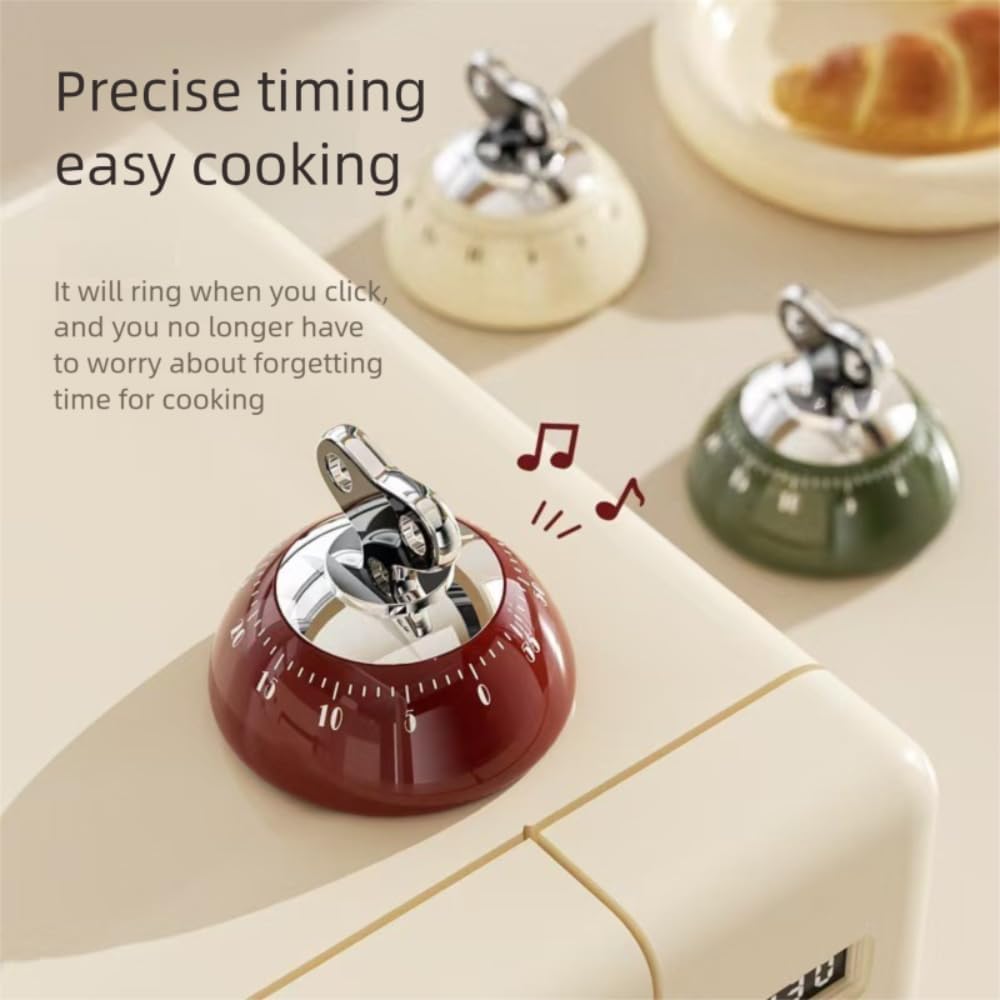 Kitchen Timers for Cooking, 100% Mechanical Cooking Timer，No Batteries Required，Magnetic Back.(red)