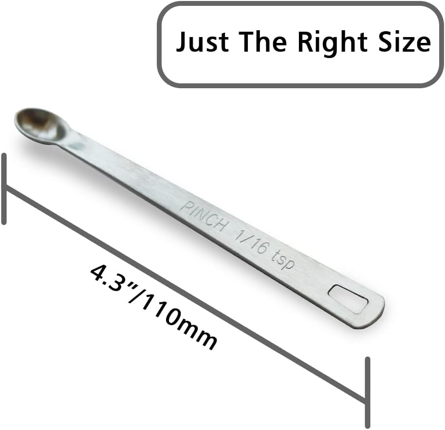 5PCS 1/16 Teaspoon(1/16tsp, 0.31ml, Pinch) Single Tiny Measuring Spoon, Small Individual Stainless Steel Measure Spoons Only