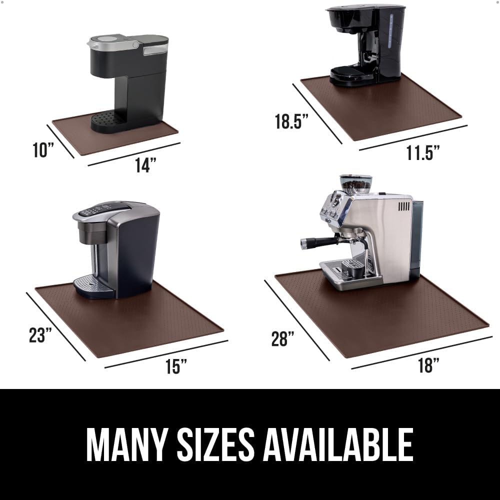 GORILLA GRIP Silicone Coffee Mat, 15x23, Espresso Drink Bar Station Accessories, Waterproof Heat-Resistant Dish Drying Mats, Stay in Place on Kitchen Counter, Home Kitchen Decor Essentials, Brown