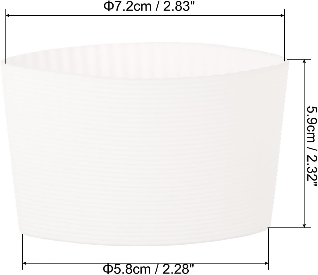 uxcell 3Pcs Coffee Cup Sleeve, Silicone Cup Sleeve Non-slip Glass Water Bottle Mug Sleeves White
