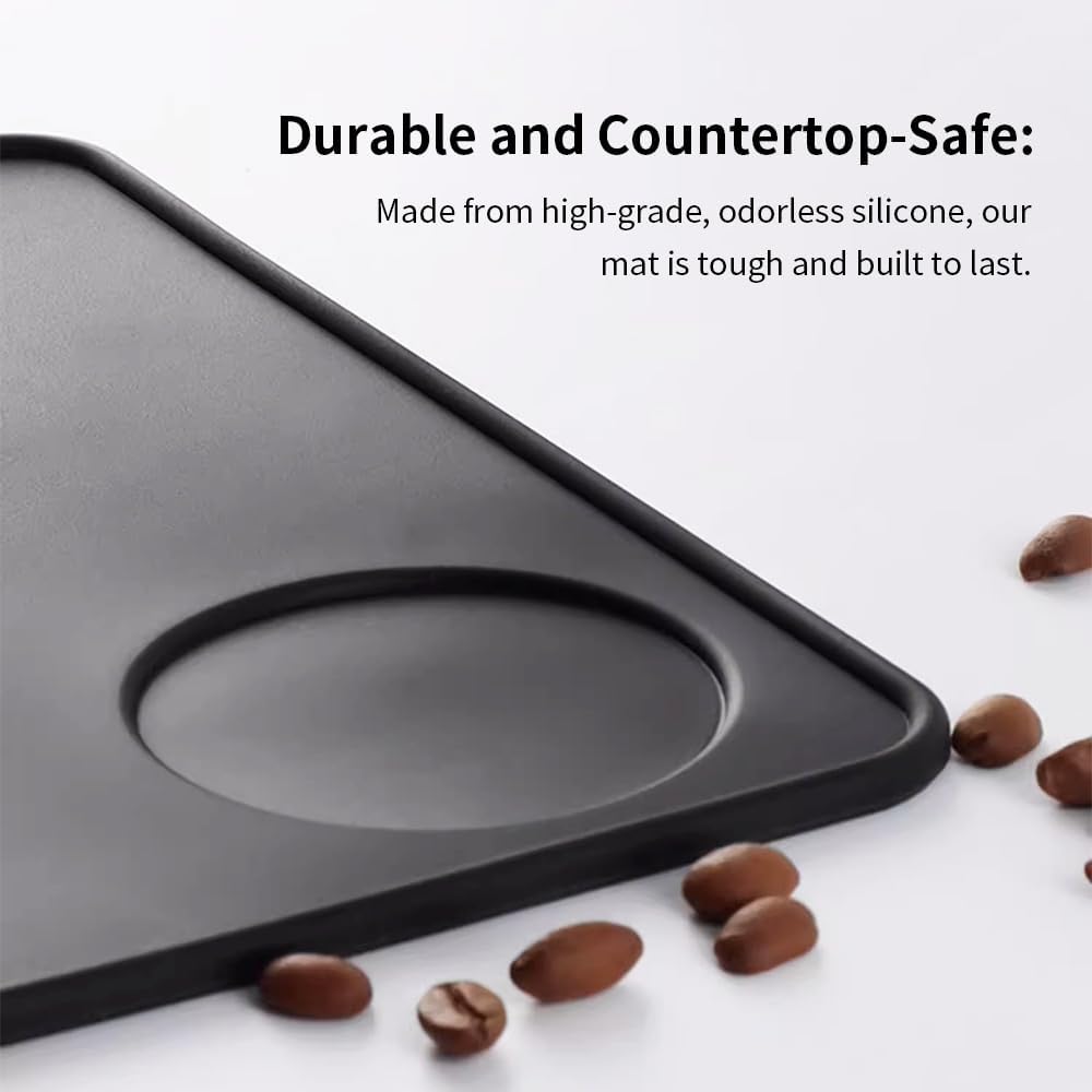 Non-Slip Silicone Espresso Coffee Tamper Mat 5.9x7.87inch Coffee Powder Pad Coffee Press Counter Mat Espresso Machine Tamp Mat Tamping Mat for Barista Tools and Accessories (Black）