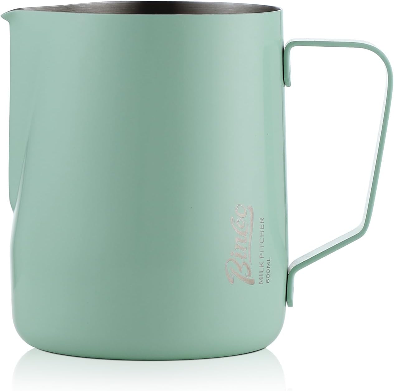 Milk Frothing Pitcher -350ml/12oz Milk Frother Cup Espresso Steaming Pitcher for Barista, Bincoo SUS304 Stainless Steel Espresso Steaming Pitchers for Latte Art/Cappuccino/Coffee (Green-350ml)