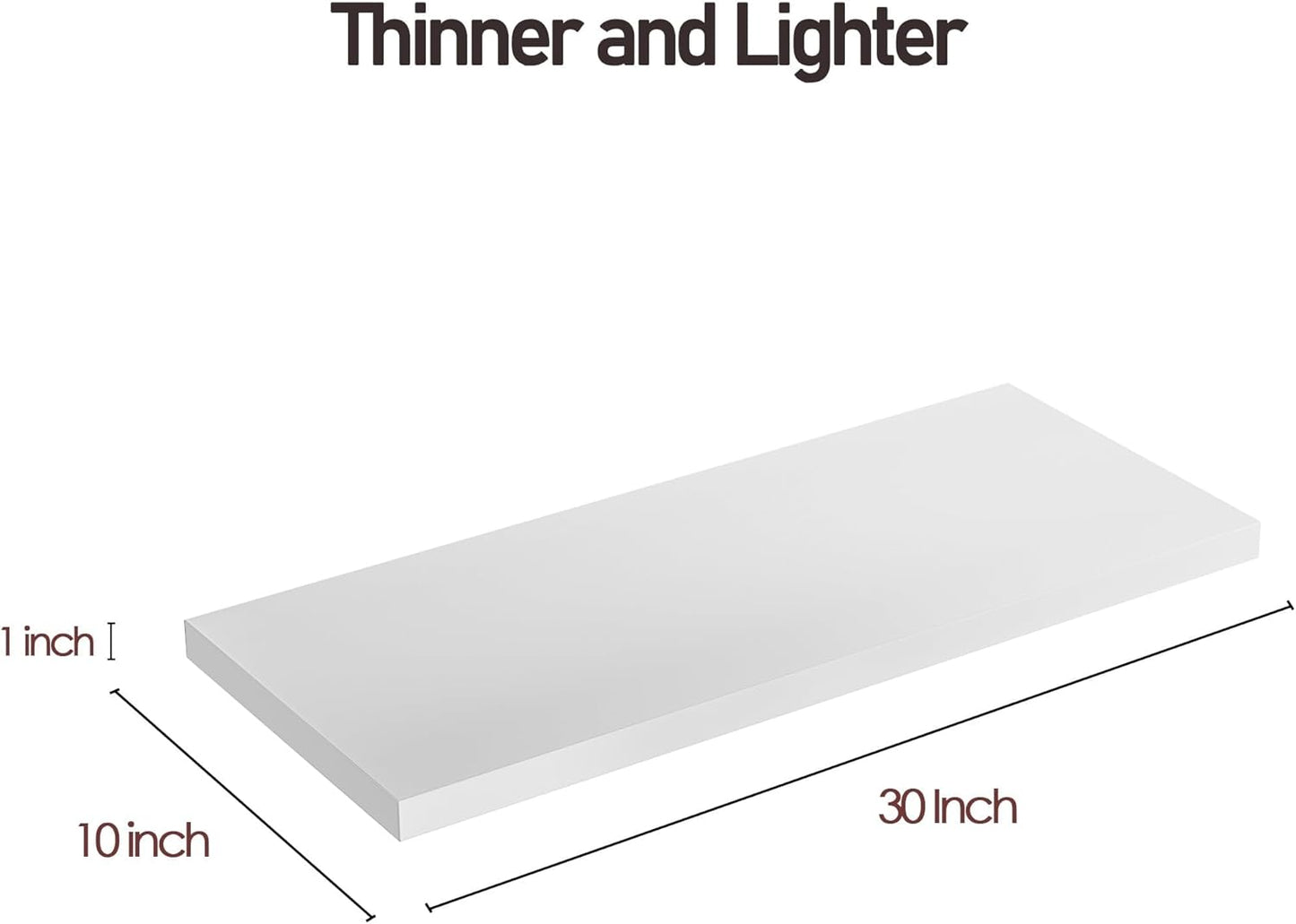 Wall Shelf Set of 2, White Floating Shelves 30 in W x 10 in D x 1 in H, Wooden Floating Wall Shelf with Invisible Brackets for Living Room/Bedroom/Bathroom/Kitchen Storage and Decor