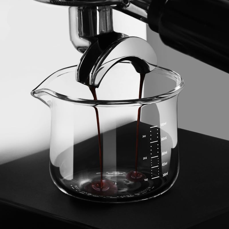 Espresso Cups, 100ML/3OZ Espresso Cups, Espresso Shot Glasses with V-Shaped Mouth, Clear Accessories, Milk Frothing Pitcher (1pcs)