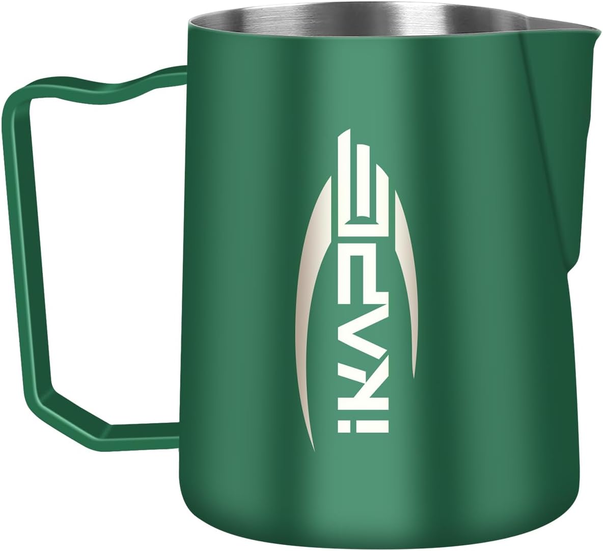 IKAPE Espresso Milk Pitcher, Espresso Steaming Pitcher with Sharp Spout for Espresso Barista Tool, 20.3 oz / 600ml Milk Frothing Jug (Green)