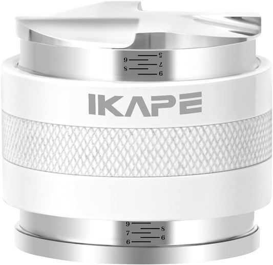 IKAPE Coffee Products, 51mm Coffee Distributor & Hand Tamper, Adjustable Depth Espresso Distributor Fits All 51mm Espresso Portafilter, Compatible with Delonghi Bottomless Portafilter (White)