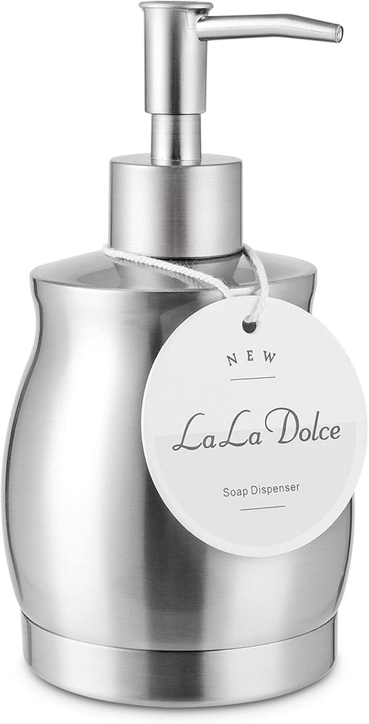 Stainless Steel Countertop Soap Dispenser Liquid Bottle and Pump, Suitable for Various Places Such as Kitchen and Bathroom (Brushed Nickel, 390 ml/13 oz)