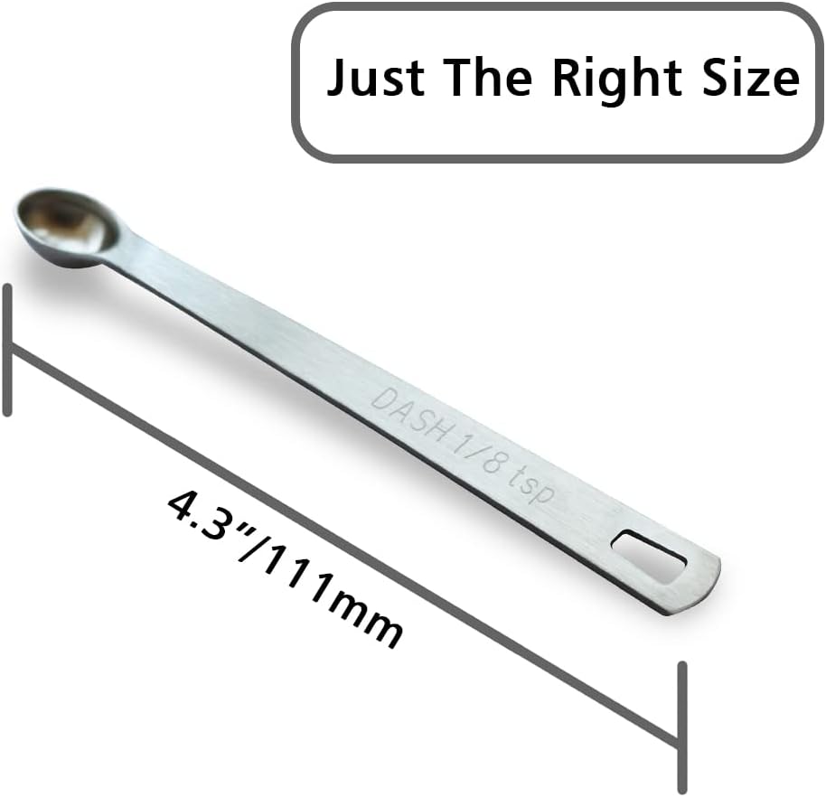 5PCS 1/8 Teaspoon(1/8tsp, 0.625 ml, Dash) Single Tiny Measuring Spoon, Small Individual Stainless Steel Measure Spoons Only