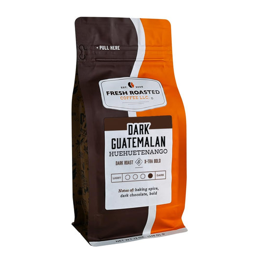 Fresh Roasted Coffee, Dark Guatemala Huehuetenango | 12 oz | Single Origin | Dark Roast | Kosher | Whole Bean