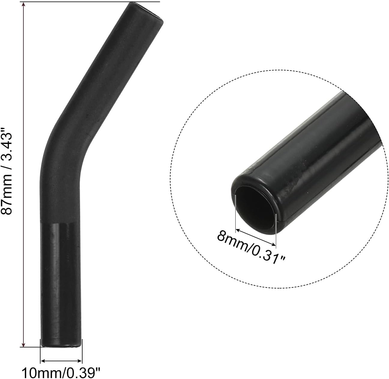 uxcell 12Pcs Silicone Straw Tips, Silicone Straw Elbows Tip, Soft Reusable Metal Straw Covers Fit for 8mm/0.31" OD Stainless Steel Straws, Black