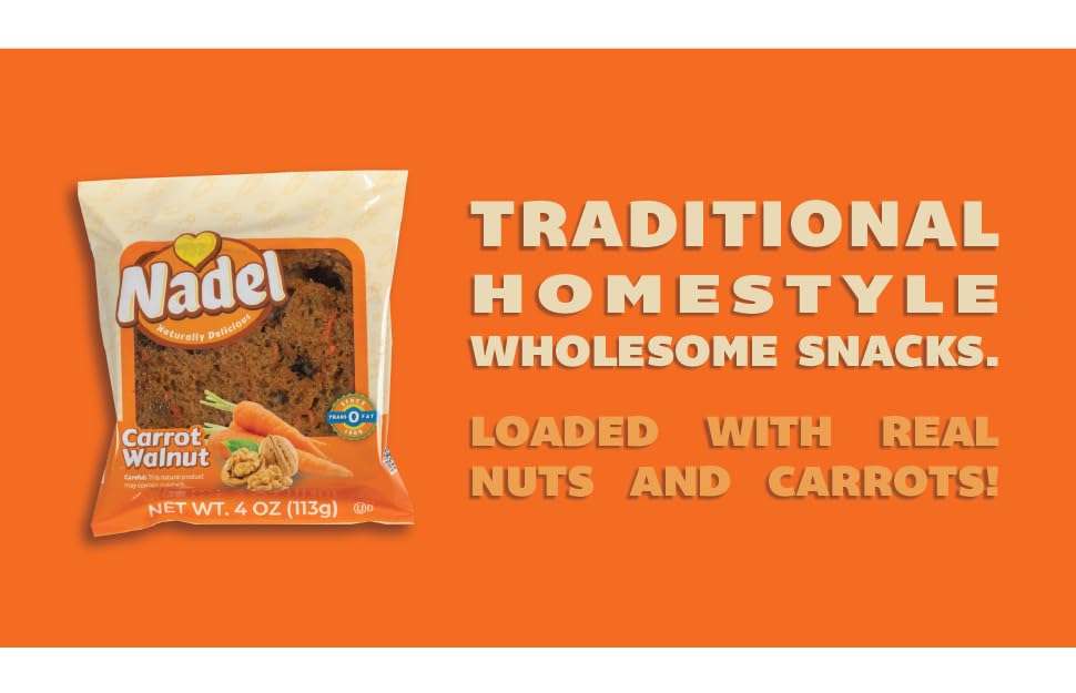 Nadel - NATURALLY DELICIOUS CARROT CAKE Slices, 24 Pack, Sweet Breads & Cakes Back to School lunch snack, breakfast bar