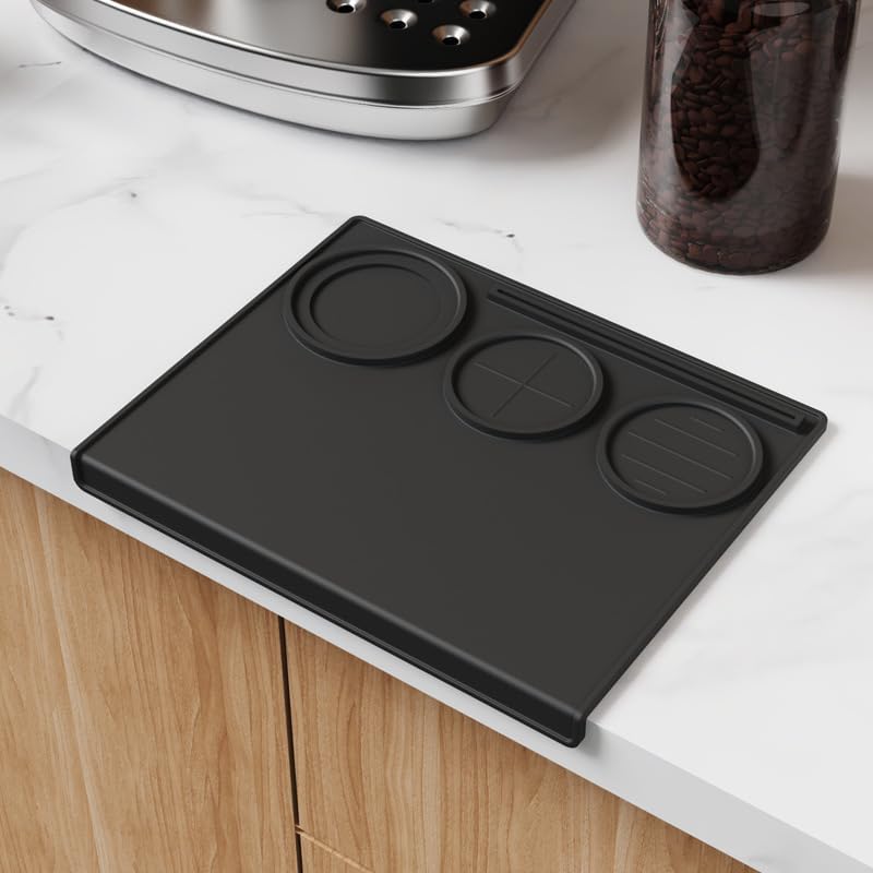Coffee Tamping Mat, Silicone Waterproof Coffee Mat, Heat Resistant Tamp Mat, 7.8"x9.8" Barista Tool Home Kitchen Bar coffee Shop Suitable for 58mm Espresso Machine Tamper