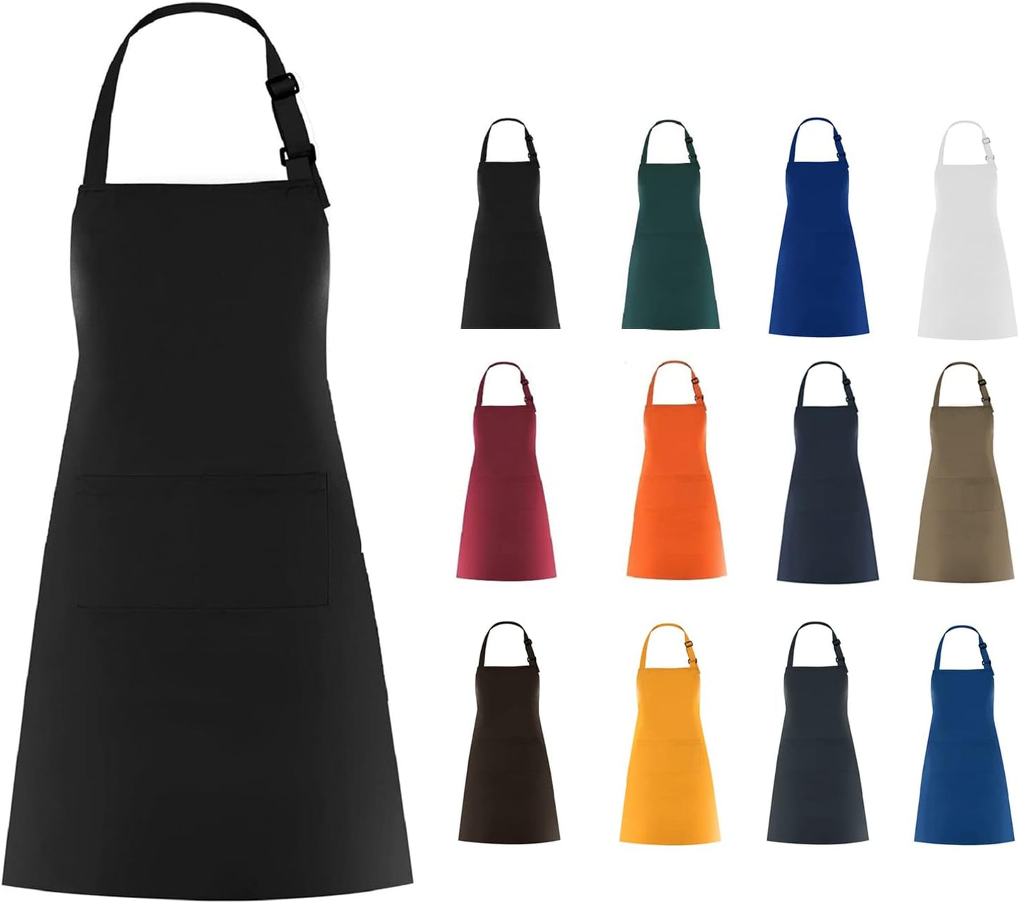 Cotton Blend Waterproof Apron With 2 Pockets for Women Men - Cooking Kitchen Chef Arpon BBQ Work Painting - (1 Pack)