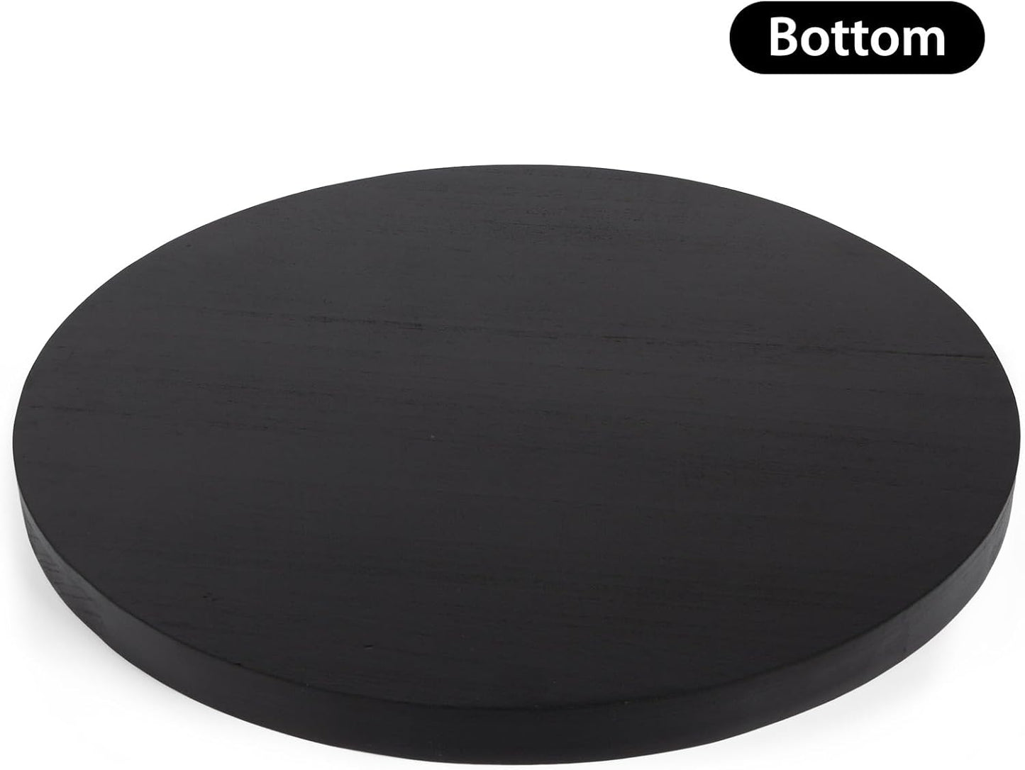 Round Ottoman Tray for Coffee Table Living Room Wood Serving Tray Large Wooden 24 Inches Black