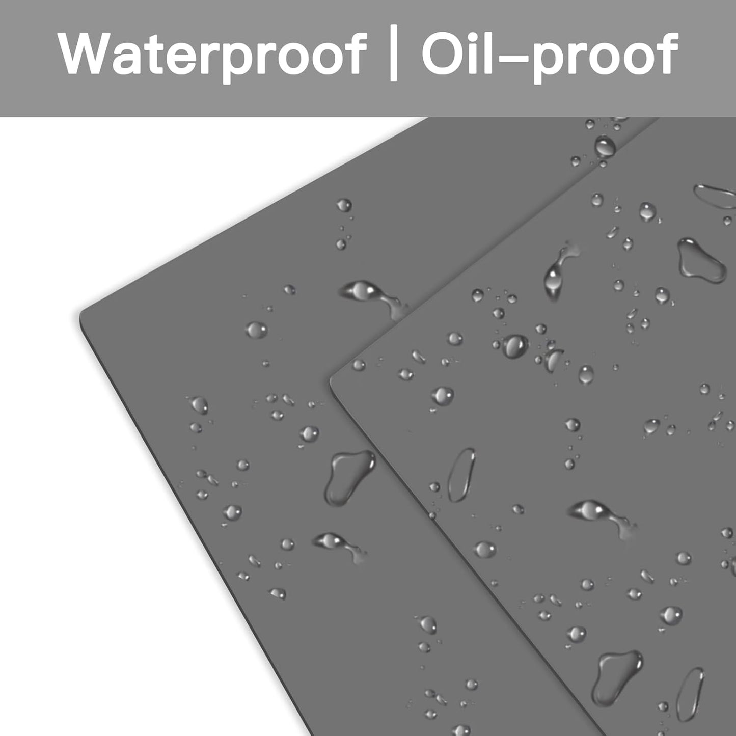 2MM Extra Thick Silicone Mats for Kitchen Counter, 23.6" x15.7" Non-Slip Waterproof Large Countertop Protector, Heat Resistant Mats, 2 Pack Silicone Craft Mat, Silicone Placemat, Black