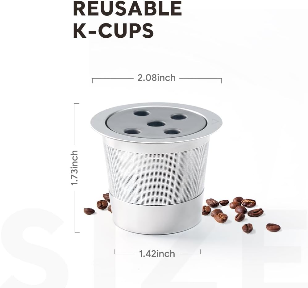 Stainless Steel Reusable K Cups for K-Supreme & K-Supreme Plus, Reusable K Cups Five Hole Universal K-eurig Refillable Coffee Pod Filter (4 Pack)