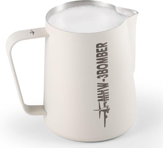 MHW-3BOMBER Milk Frothing Pitcher, 20oz/600ml Milk Frother Cup for Barista, SUS304 Stainless Steel Espresso Steaming Pitchers for Latte Art/Cappuccino/Coffee/Milk, P3013W-OS