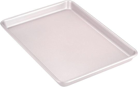 CHEFMADE 13-Inch Rimmed Baking Pan, Non-Stick Carbon Steel Cookie Sheet Pan for Oven Roasting Meat Bread Jelly Roll Battenberg Pizzas Pastries 9.7" x 13.6" x 1" (Champagne Gold)