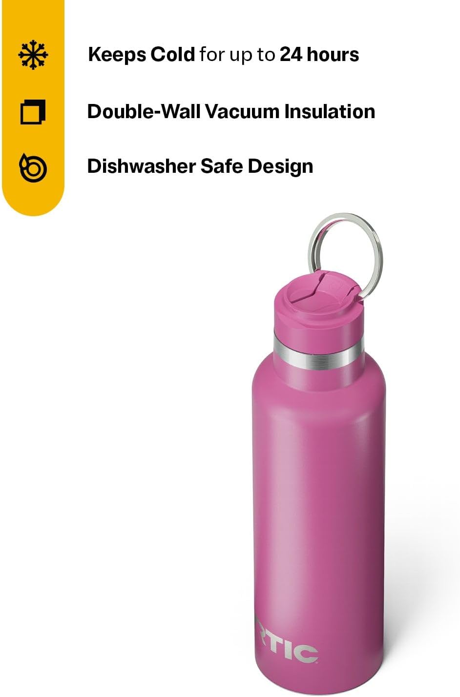 RTIC 20oz Journey Bottle Metal Stainless Steel Vacuum Insulated, BPA Free, Reusable, for Water, Hot and Cold Drinks, Travel, Sports, Camping, Orchid