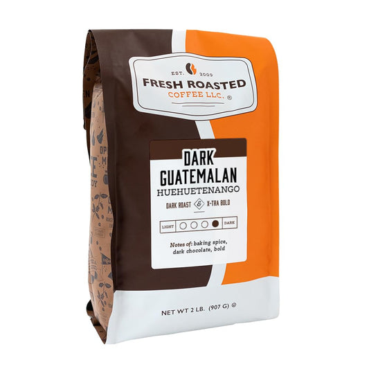 Fresh Roasted Coffee, Dark Guatemala Huehuetenango | 2 lb (32 oz) | Single Origin | Dark Roast | Kosher | Whole Bean