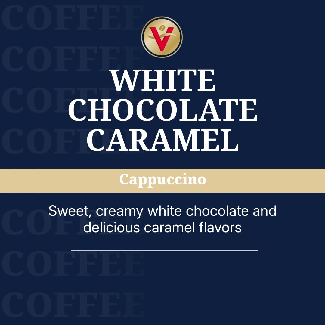 Victor Allen's Coffee White Chocolate Caramel Flavored Cappuccino, 42 Count, Single Serve Cups for Keurig K-Cup Brewers