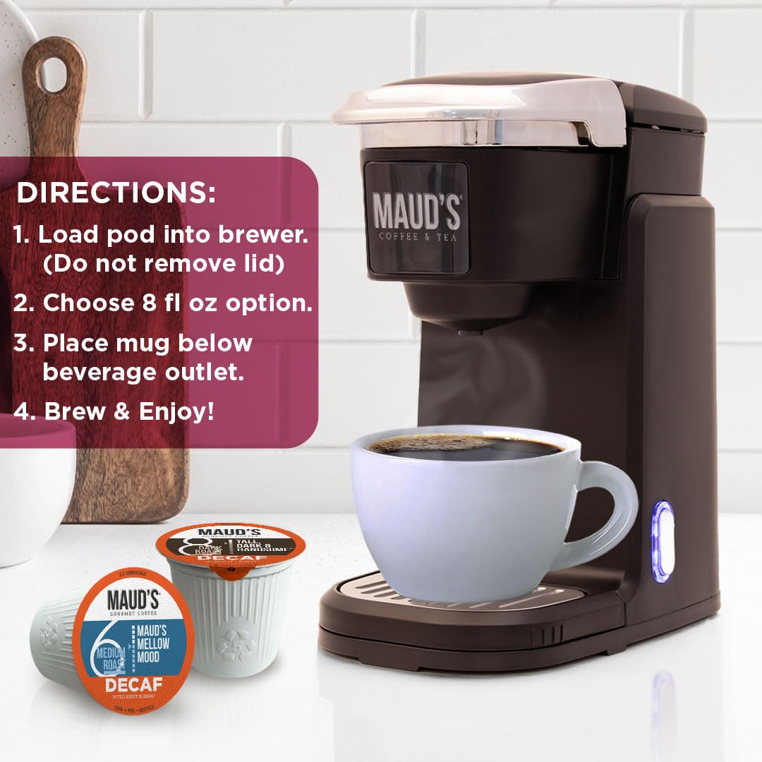 Maud's Decaf Coffee Pods Variety Pack, 80 ct, 9 Assorted Roasts & Flavors, Decaffeinated Medium Roast Coffee in Recyclable Single Serve Pods - 100% Arabica Coffee, Compatible with Keurig K Cups Maker