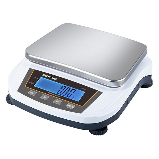 GOYOJO Digital Analytical Balance and Lab Scale, 5000g Capacity, 0.01g Precision, Stainless Steel, Multi-Unit (g/oz/ct/lb) for Jewelry, Kitchen, and Lab – Reliable, Accurate, Easy to Use, Black Panel
