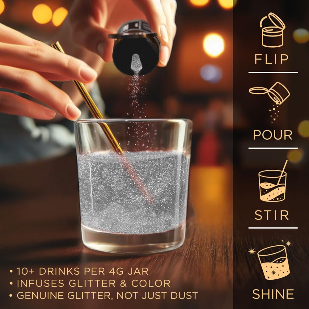 Brew Glitter - Silver (25g 1x Pump) | Edible Glitter for Cakes, Cupcakes, Cake Pops, Drinks, Desserts by Bakell