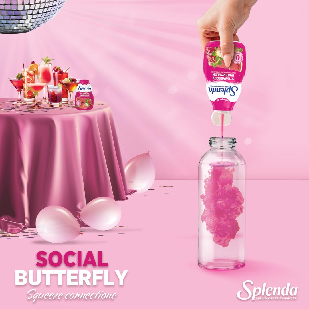 SPLENDA Liquid Water Enhancer Drops, Sugar Free, Zero Calorie, Natural Flavor, Concentrated Drink Mix, 3.11 Fl Oz Each Bottle (Strawberry Watermelon, 1 Pack)