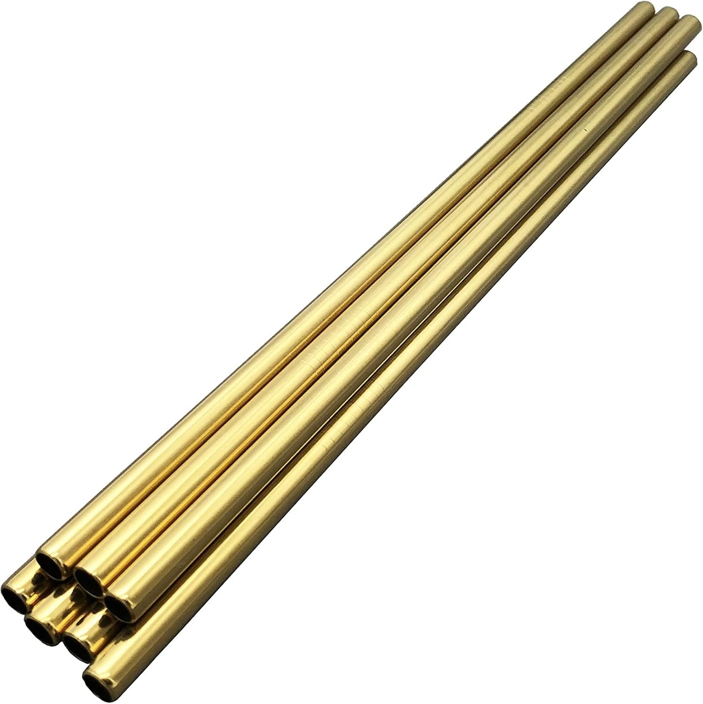 10 Pcs Stainless Steel Straws, Reusable Drinking Straws, Straight Metal Straw Sets with 2 Pcs Cleaning Brushes (10.5 Inch, Gold)