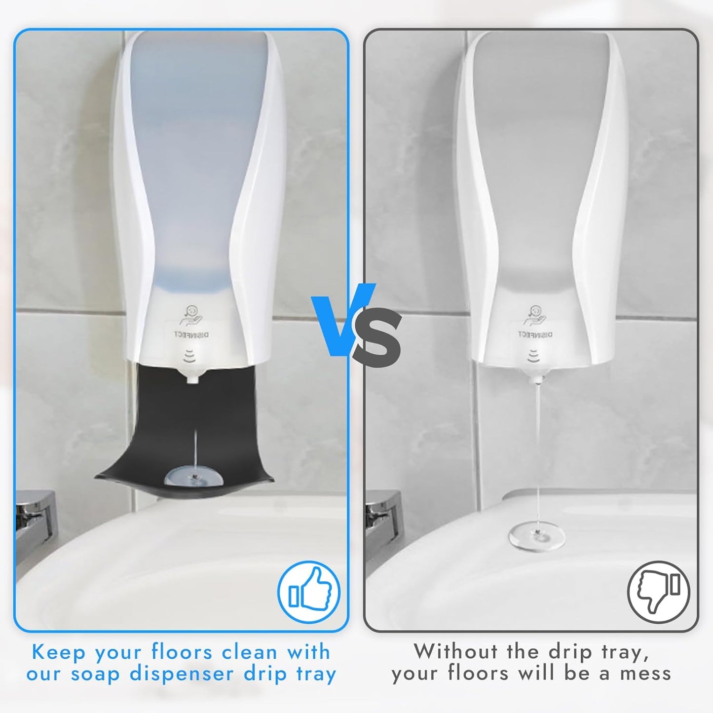 Dispenser Drip Tray Wall Mount Soap Dispenser Bracket, Laundry Detergent Drip Catcher Prevent Dripping and Spraying, Easy to Clean(Black)