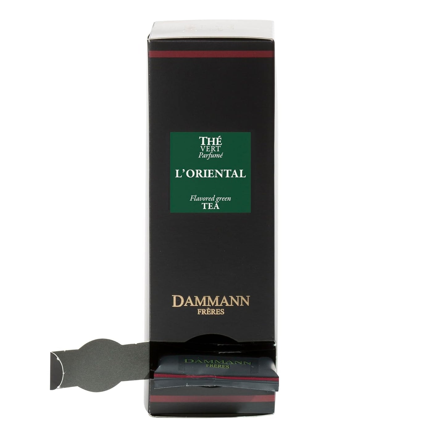 Dammann Freres Sachets, L'Ôriental Tea Bags, Premium Gourmet French Green Tea, Blend Passion Fruit, Peach, Strawberry Flavors, Individually Wrapped, 24 Count (Single Pack)
