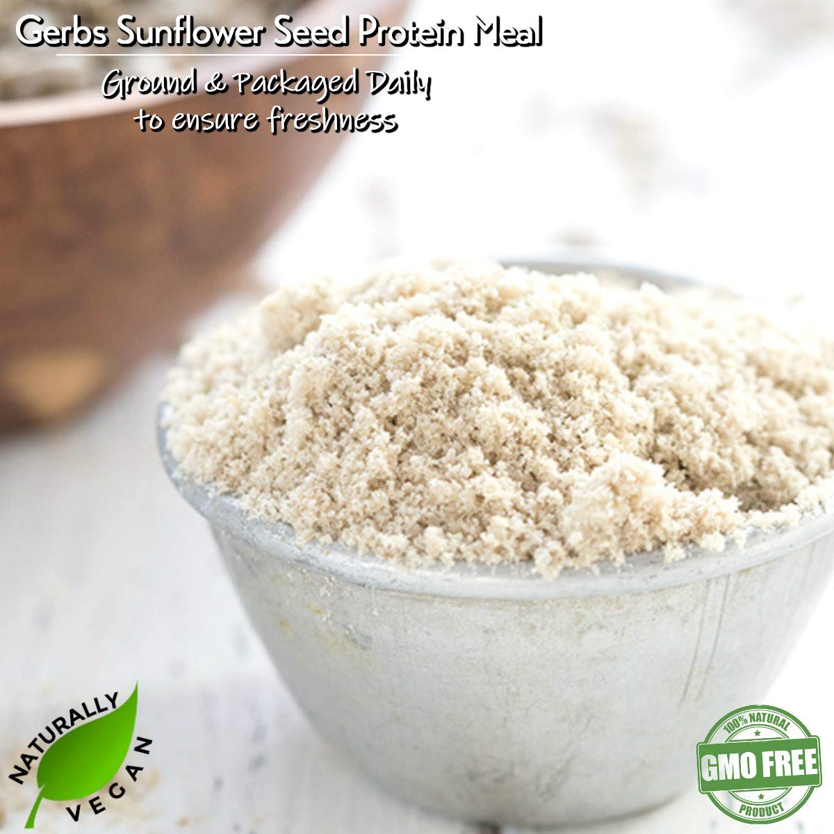 Ground Sunflower Seed Meal, 1 LB By Gerbs - Top 14 Food Allergy Free & NON GMO - Vegan & Keto Safe – Cold Milled Full Oil Seed Protein Powder