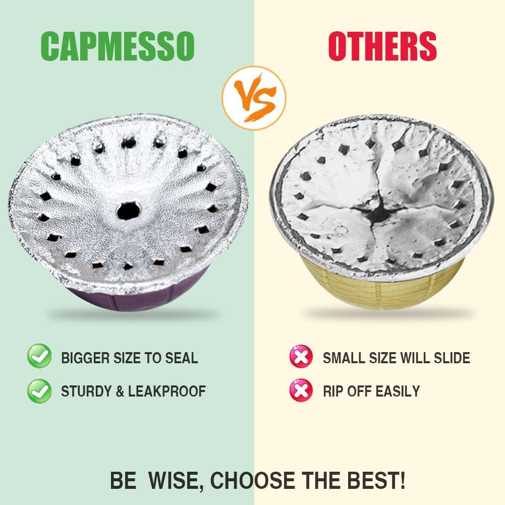 CAPMESSO Aluminum Foils Lids to Reuse Vertuoline Capsules Coffee Pods Compatible with Nespresso VertuoLine Machine 64mm(400/package)