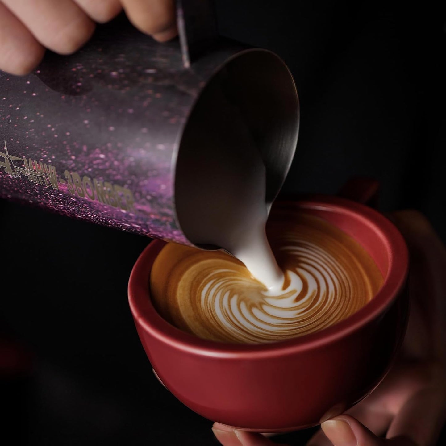 MHW-3BOMBER Espresso Steaming Pitcher Milk Frothing Pitcher Stainless Steel Milk Coffee Cappuccino Latte Art Barista Cup (5.0 Purple, 16.9 Ounces) P5007S