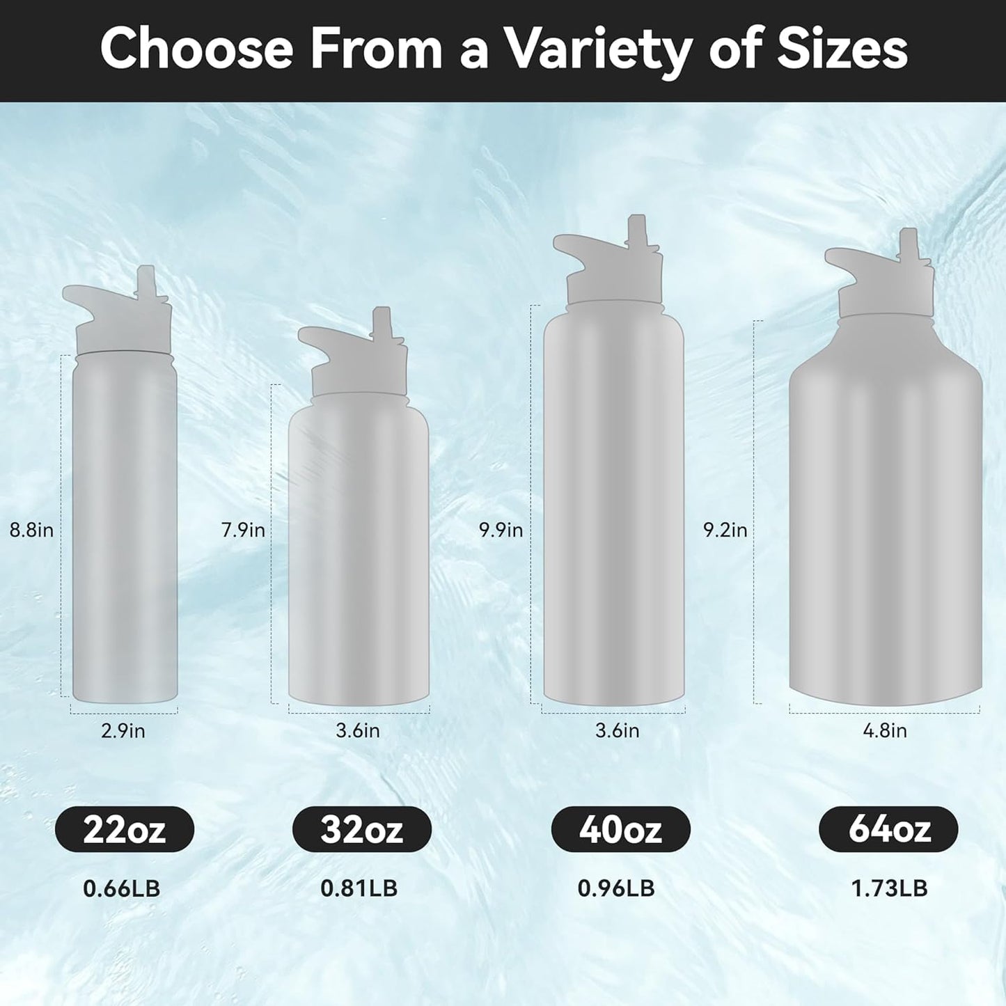 HASLE OUTFITTERS 32 oz Insulated Water Bottle Stainless Steel Double Walled Vacuum Sports Water Bottle with 2 Lids (Straw and Spout Lid) for Gym Camping Hiking(Blue Black Gradient,1)