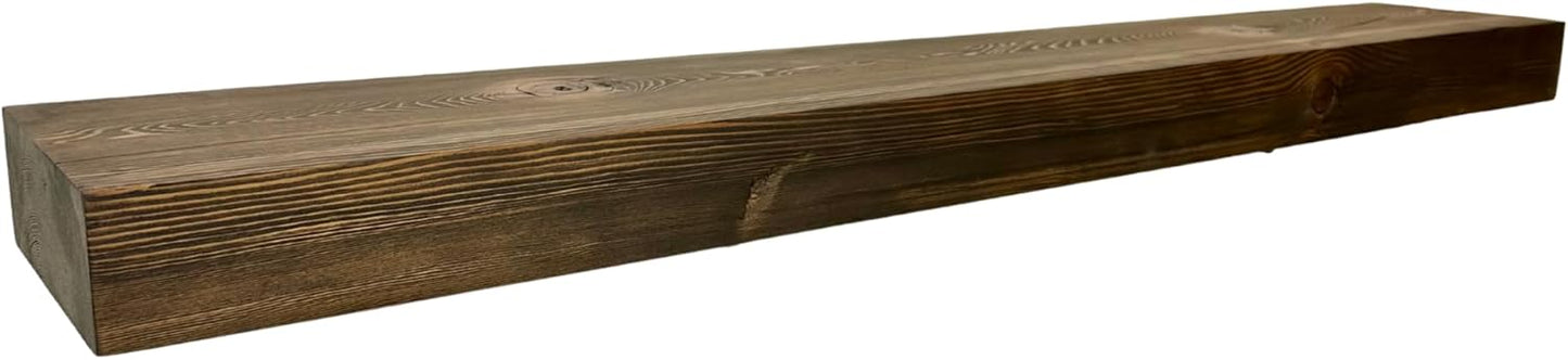 Modern Timber Craft Reclaimed Wood Floating Wall Shelf | Solid Rustic American Barnwood, Floating Shelf Brackets | 2.75" Thickness | 12" L x 7" D, Jacobean, Planed and Sanded, 3 Pack