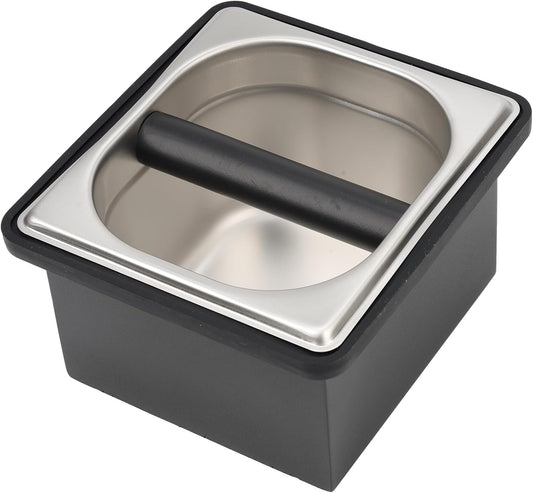 Espresso Knock Box, Stainless Steel Coffee Bag Container, With Steel Bracket And Noise Reducing Rubber Ring (S)