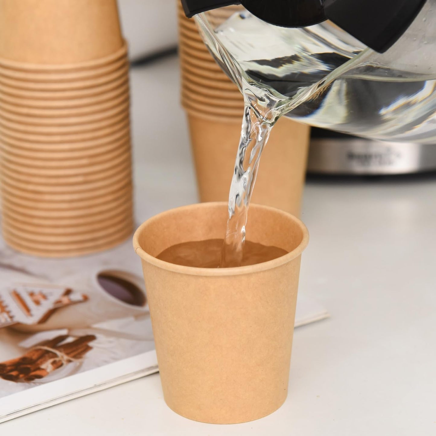 6 oz Kraft Paper Cups - 500 Pcs Disposable Paper Cups Hot Cold Beverage Drinking Cup for Coffee, Water, Tea, Juice, Espresso & Cortado