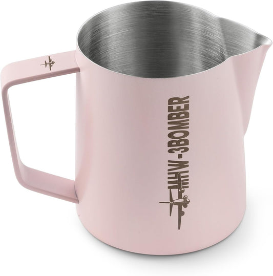 MHW-3BOMBER Milk Frothing Pitcher 600ml/20oz Espresso Steaming Pitcher Stainless Steel Frothing Cup Capuccino Latte Art Pitcher, Pink P5018-OS