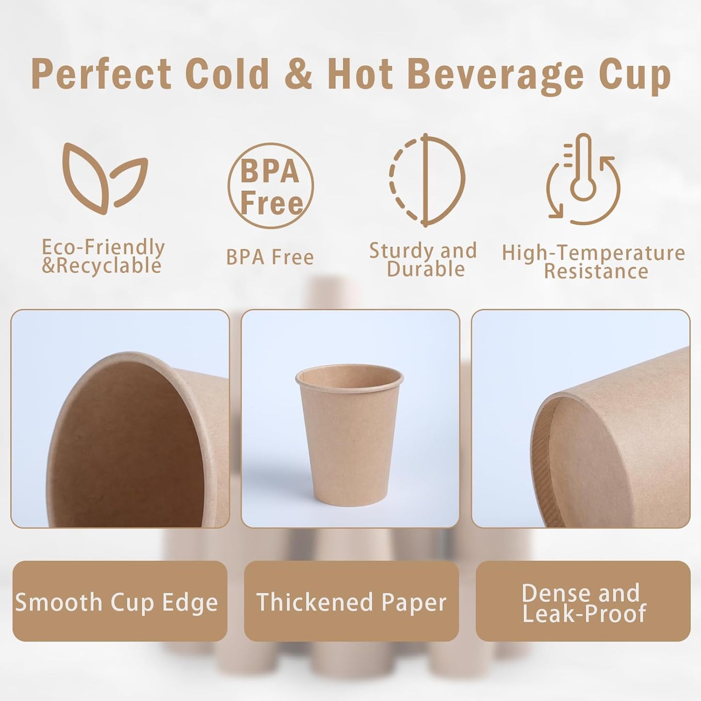 Lamosi 300 Pack 3 OZ Kraft Paper Cups, Disposable Bathroom Cups, Small Mouthwash Cups, Hot/Cold Beverage Cup for Home, Kitchen, Stores