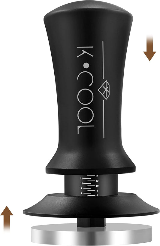 K COOL 58mm Espresso Tamper, Premium Barista Tools Coffee Tamper with Spring Loaded, Stainless Steel Base Tamper Compatible with Espresso Machine Rancilio, Gaggia Bottomless Portafilter (58mm, Black)