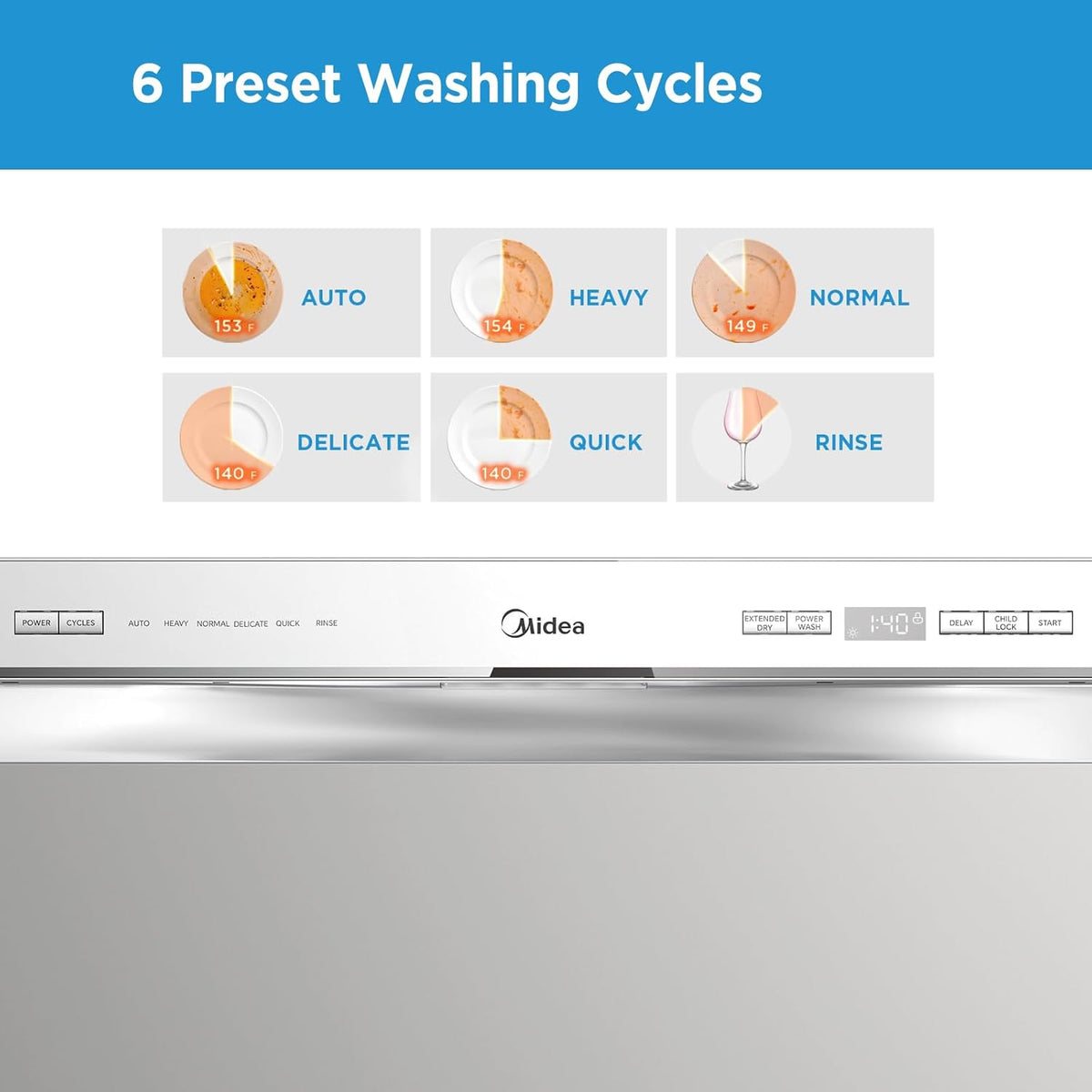Midea MDC22P2ASS Countertop, Portable Place Settings & 6+2 Washing Cycles. Energy Star Dishwasher, Dish Washer for Dorm, RV& Apartment, Sliver, Silver